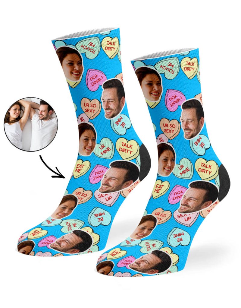 Blue Naughty Love Hearts Socks