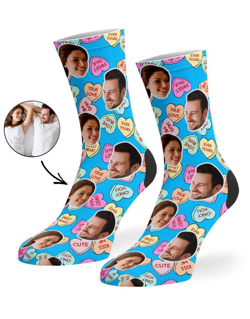 Blue Nice Love Hearts Socks