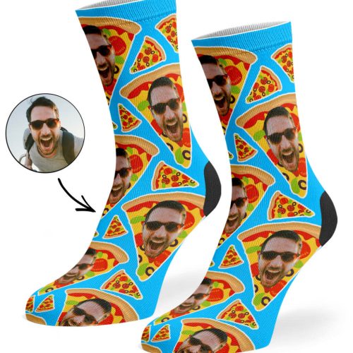 Blue Pizza My Face Socks