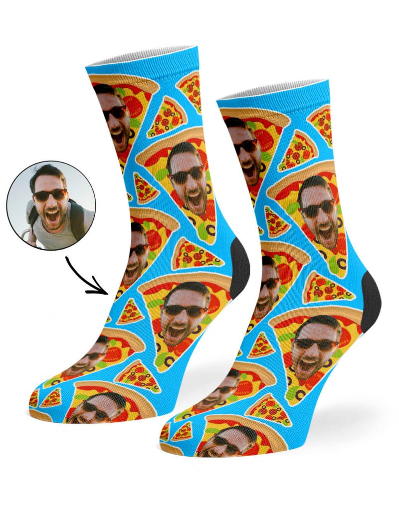 Blue Pizza My Face Socks