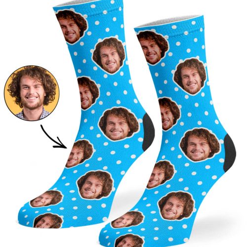 Blue Spotty Face Socks