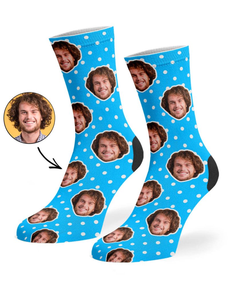 Blue Spotty Face Socks