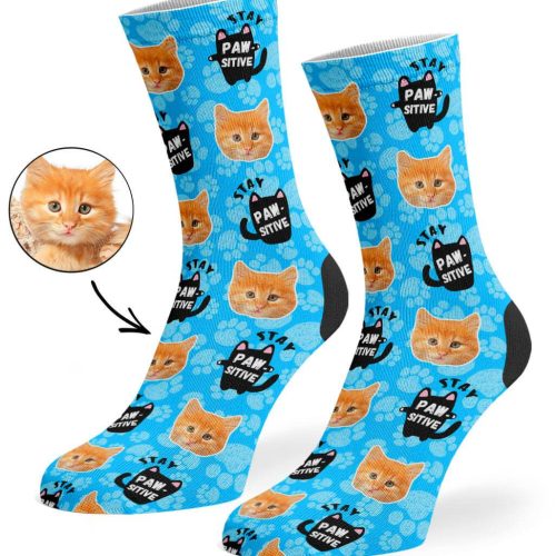 Blue Stay Pawsitive Socks