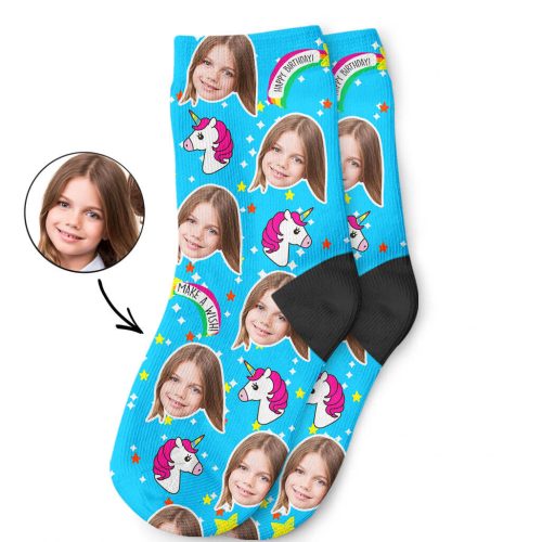 Unicorn Birthday Kids Face Socks