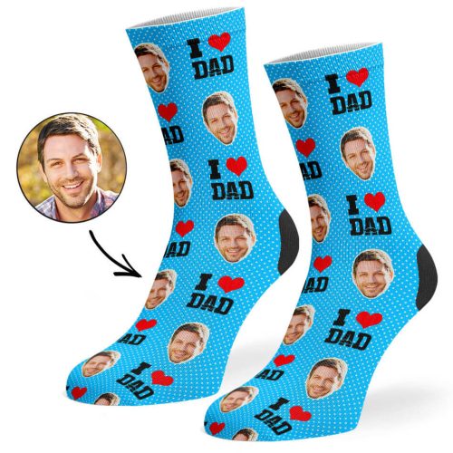 Blue I Love Dad Socks