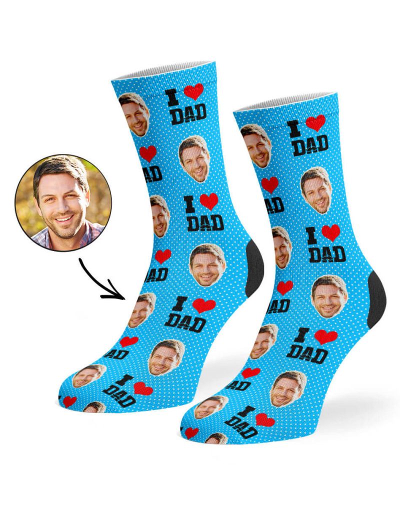 Blue I Love Dad Socks