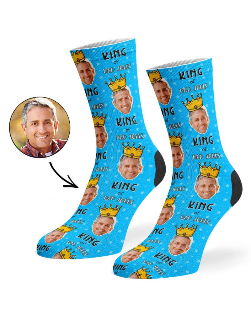 Blue King Of Dad Jokes Socks