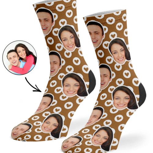 Brown Circle Hearts Socks