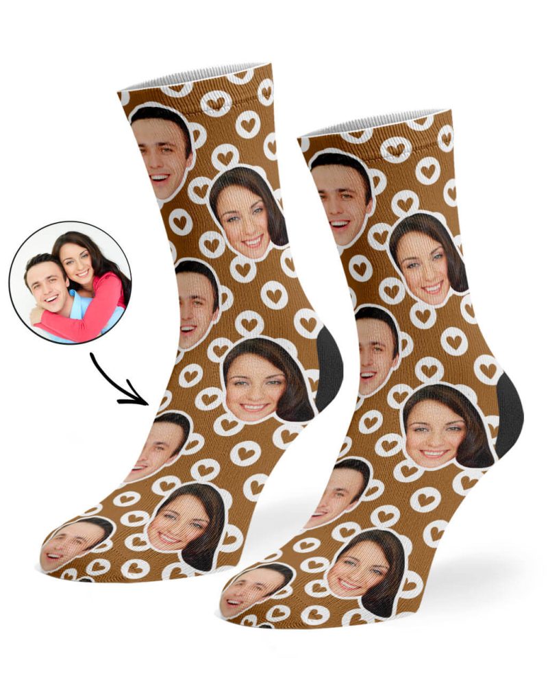 Brown Circle Hearts Socks