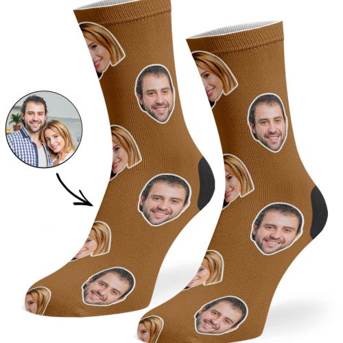 Brown Couple Face Socks