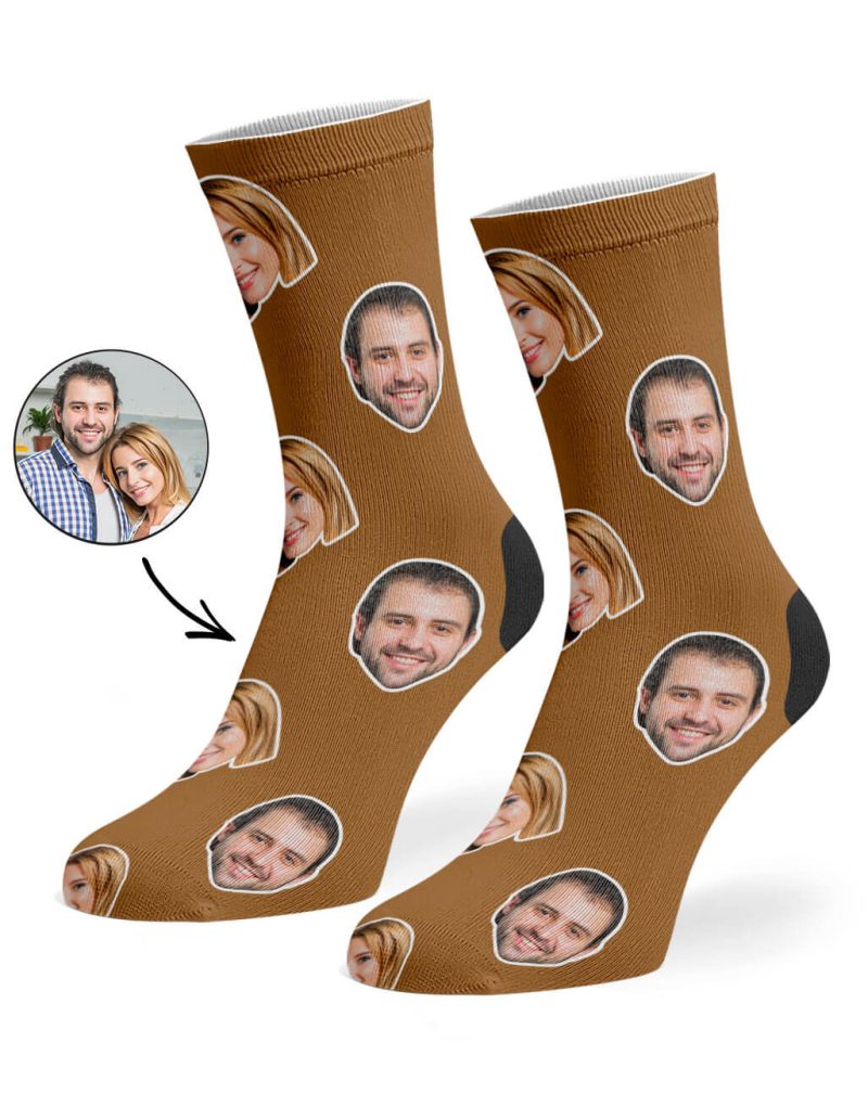 Brown Couple Face Socks