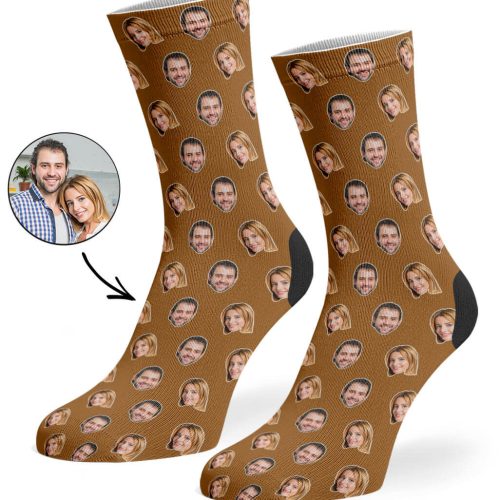 Brown Couples Face Pattern Socks