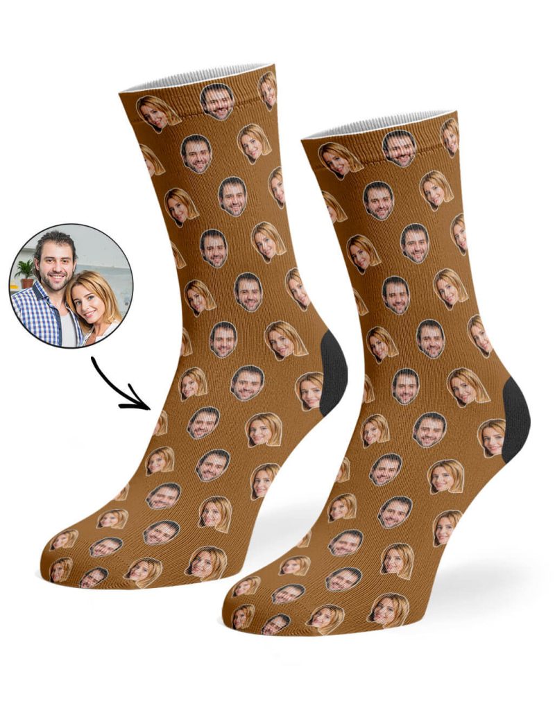 Brown Couples Face Pattern Socks