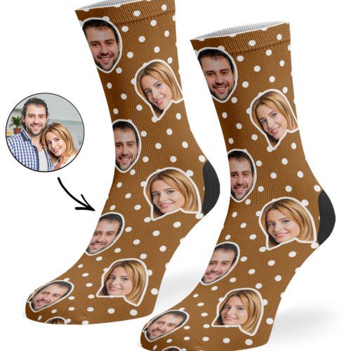 Brown Couples Spotty Face Socks