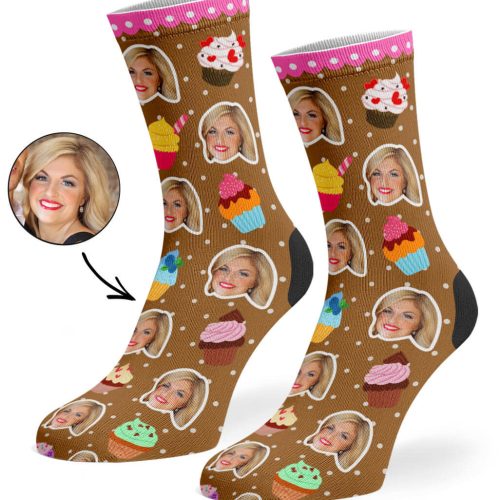 Brown Cupcake Face Socks