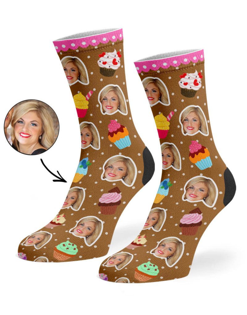 Brown Cupcake Face Socks