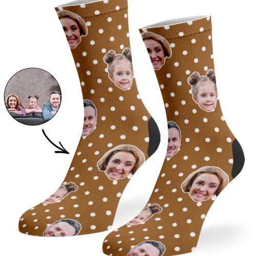 Brown Family Spotty Face Socks