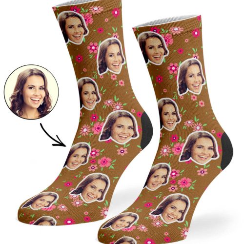 Brown Flower Socks