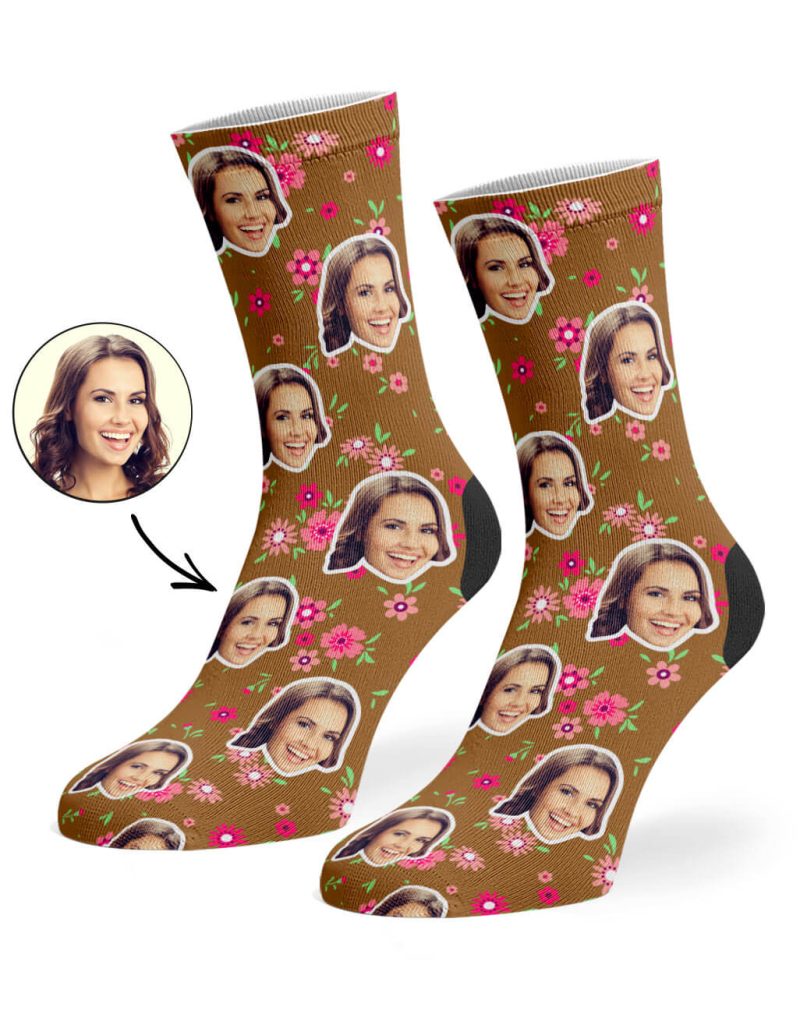 Brown Flower Socks