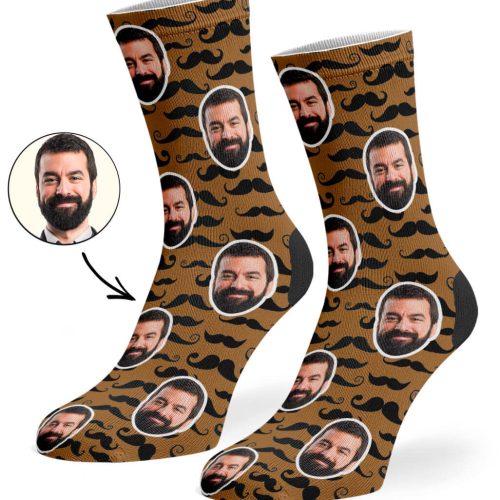 Brown Moustache Pattern Socks