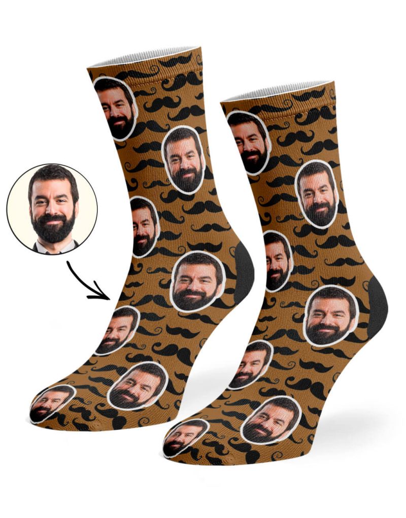 Brown Moustache Pattern Socks