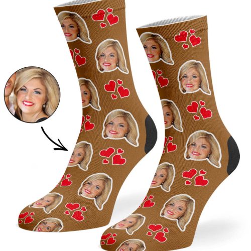 Brown My Valentine Face Socks