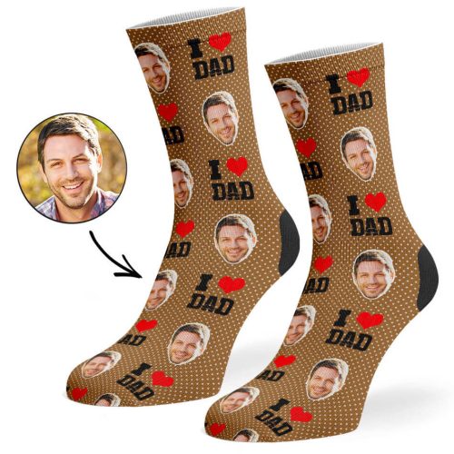 Brown I Love Dad Socks