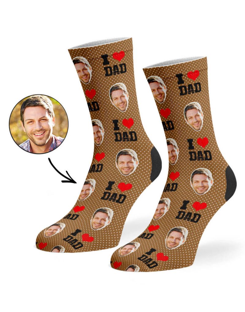 Brown I Love Dad Socks