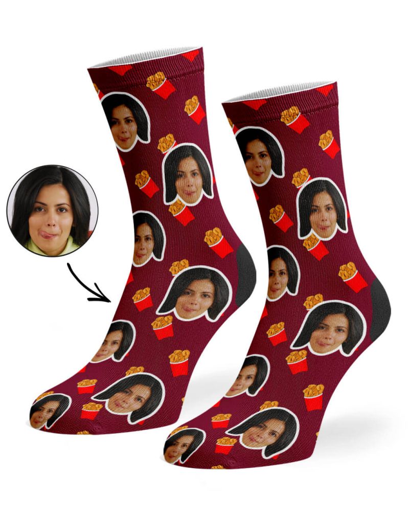 Burdgundy Chicken Nuggets Socks