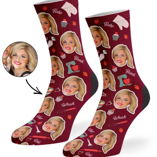 Burgundy Baker Face Socks