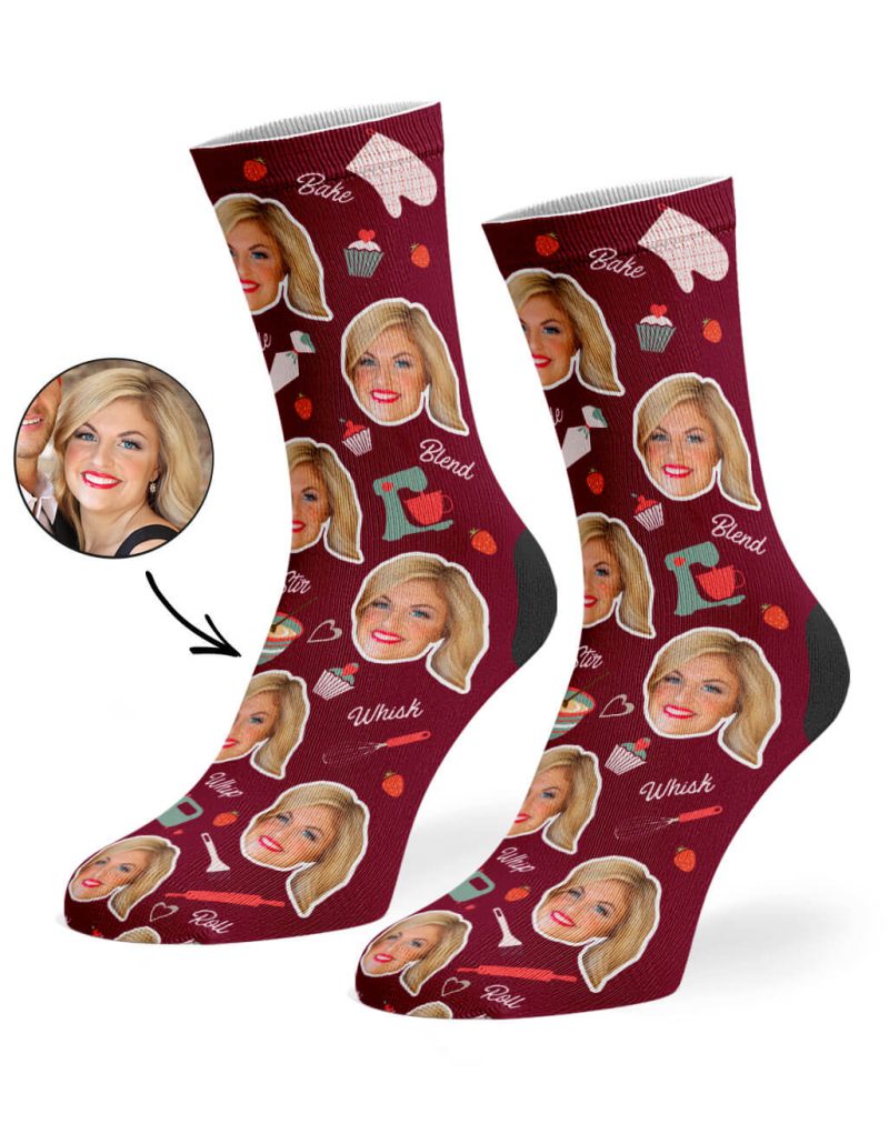 Burgundy Baker Face Socks