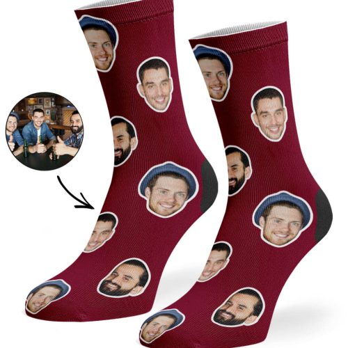 Burgundy Best Friend Face Socks