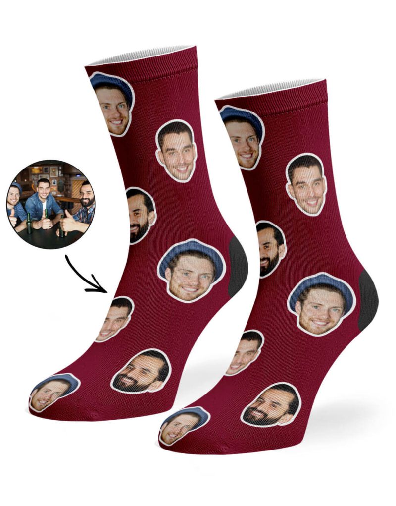 Burgundy Best Friend Face Socks