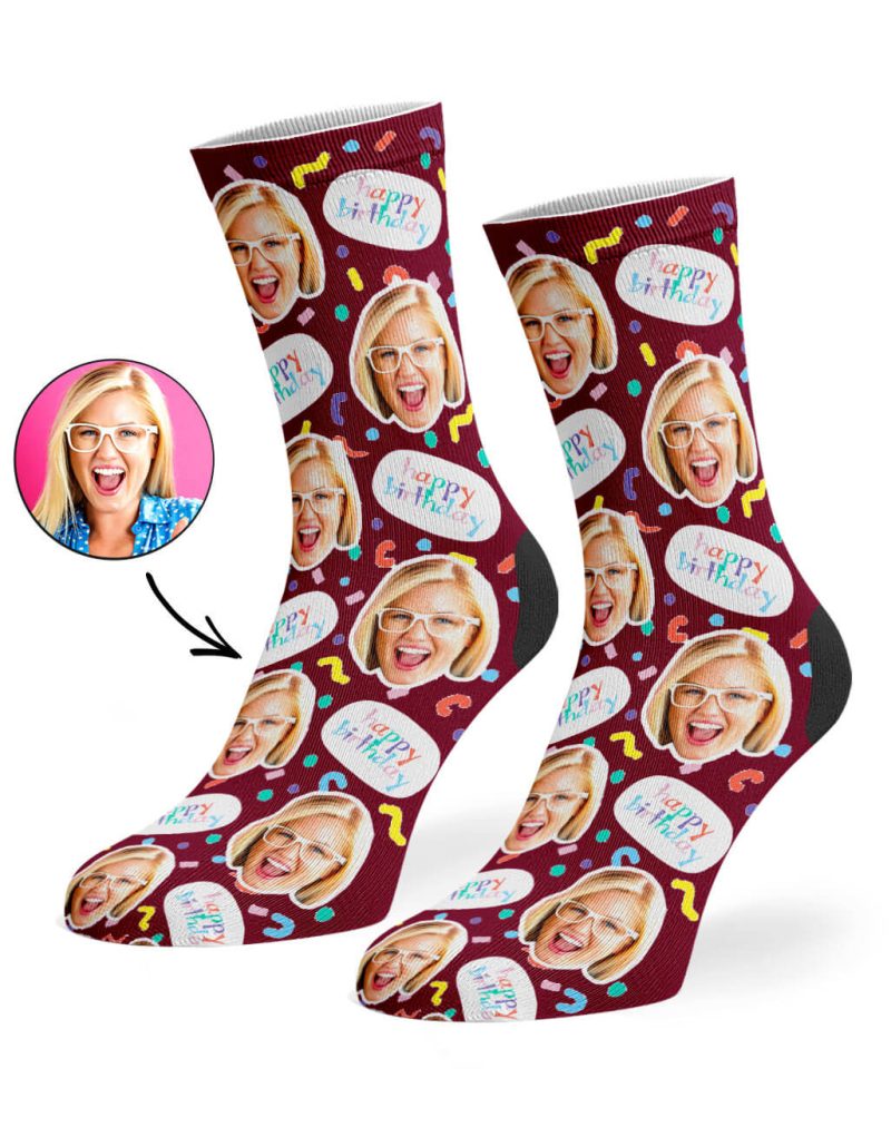 Burgundy Birthday Squiggle Socks