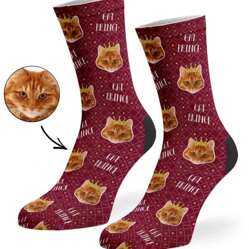 Burgundy Cat Prince Socks