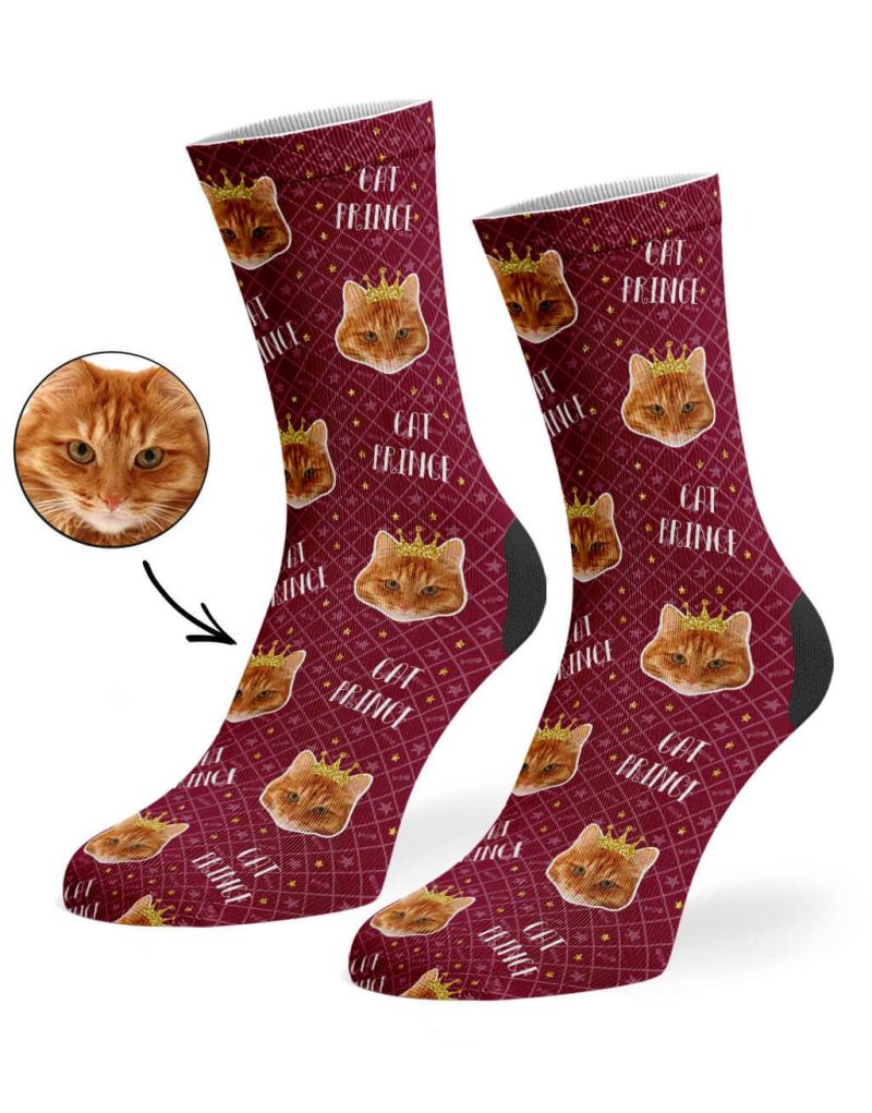 Burgundy Cat Prince Socks