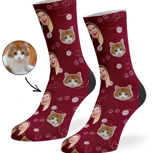 Burgundy Cat Owner Socks