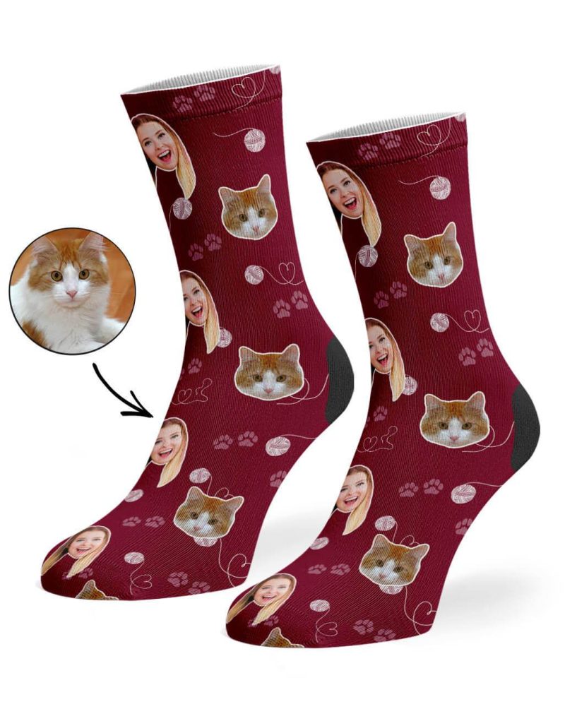 Burgundy Cat Owner Socks