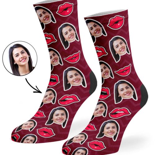 Burgundy Comic Lips Socks