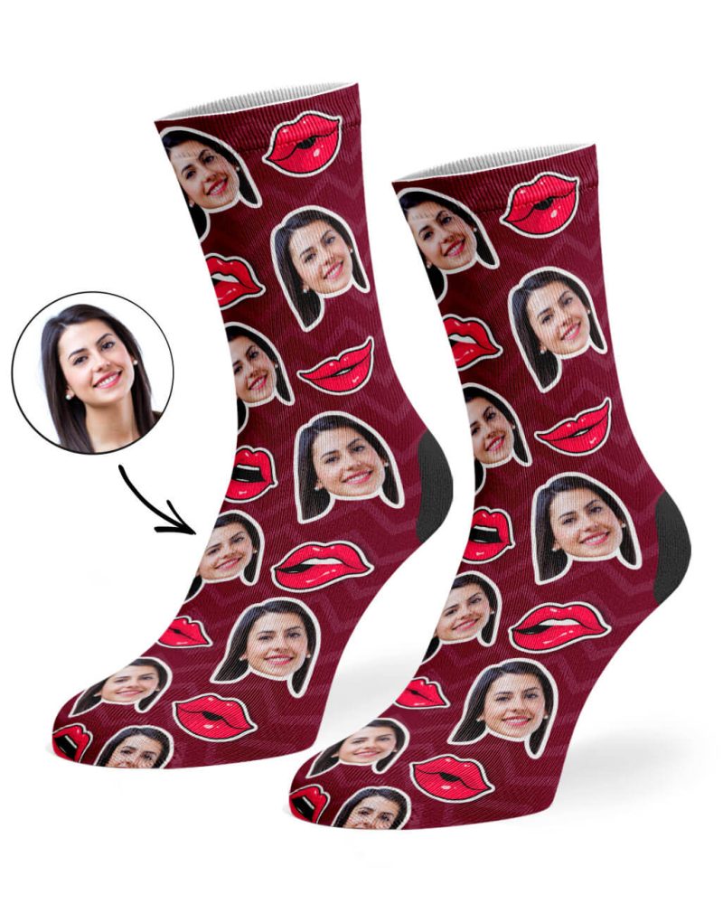 Burgundy Comic Lips Socks