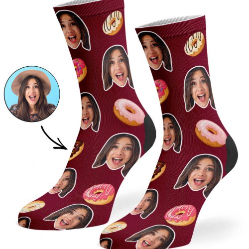 Burgundy Donut Face Socks