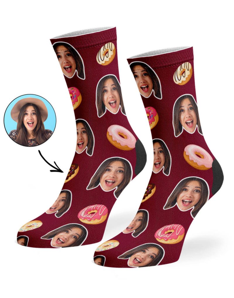 Burgundy Donut Face Socks