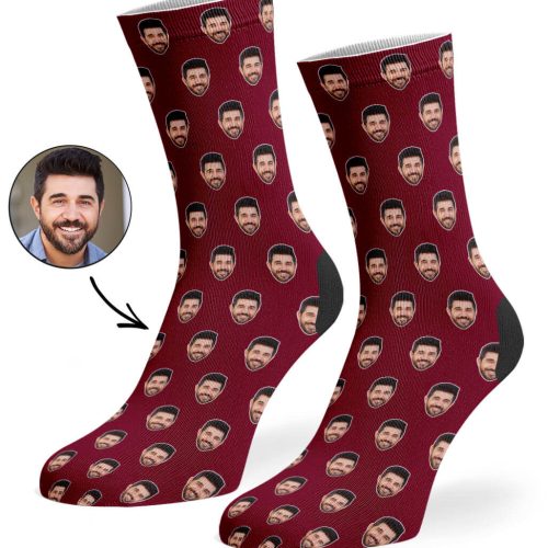 Burgundy Face Pattern Socks