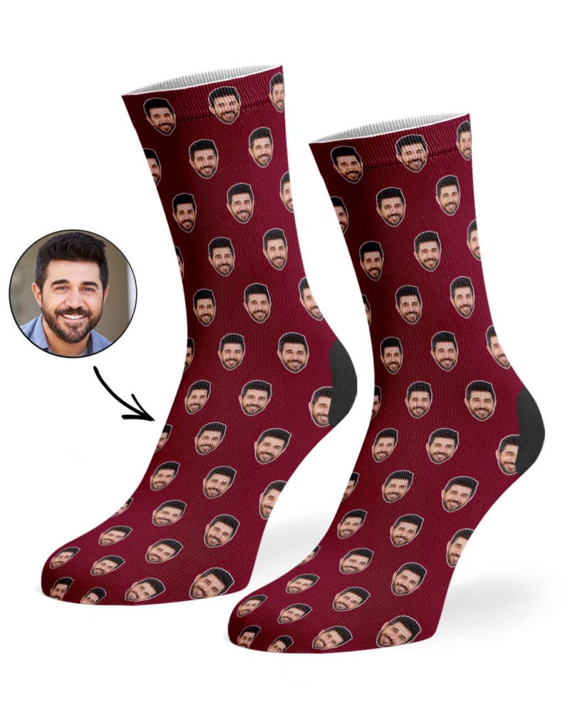 Burgundy Face Pattern Socks