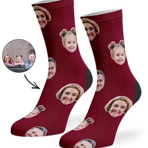 Burgundy Family Face Socks