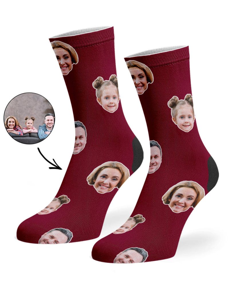 Burgundy Family Face Socks