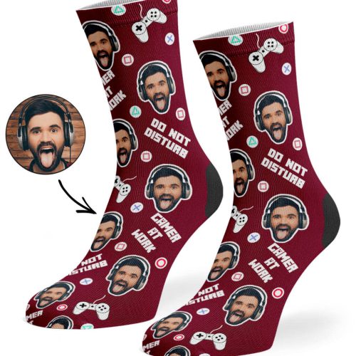 Burgundy Gamer Face Socks baf22b50 fb93 435f 97c6 d4c295f89e7b