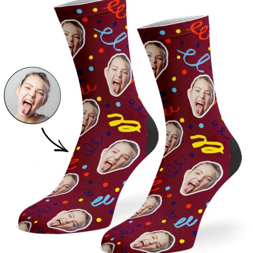 Burgundy Happy Birthday Confetti Socks