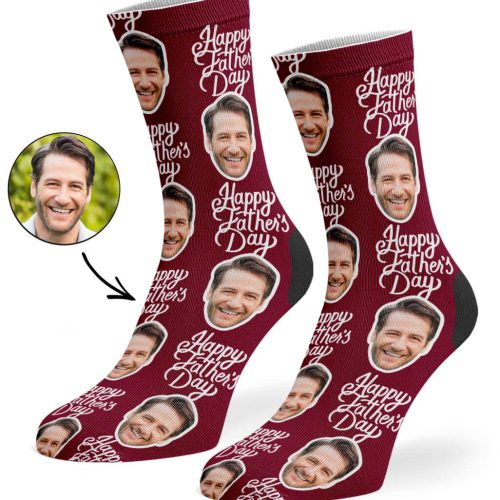 Burgundy Happy Fathers Day Socks