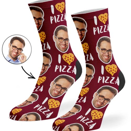 Burgundy I Love Pizza Socks